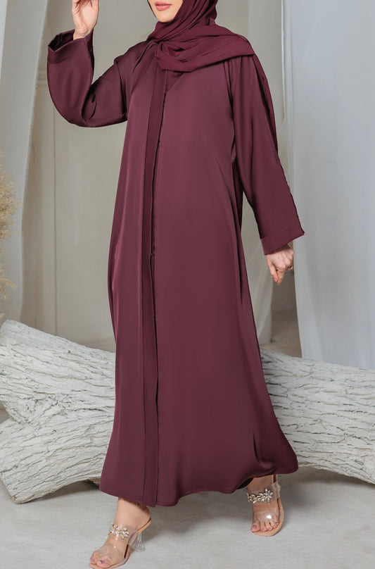 FRONT OPEN ABAYA RED